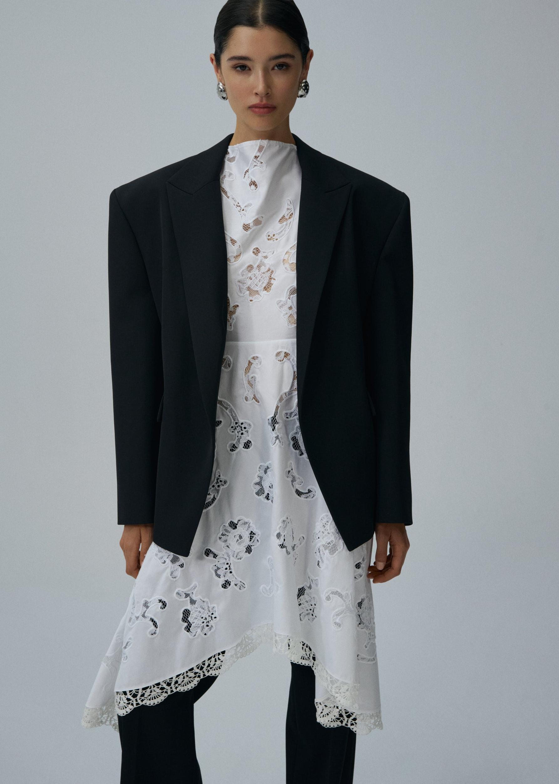 Oversized wool tuxedo blazer in black Product Image