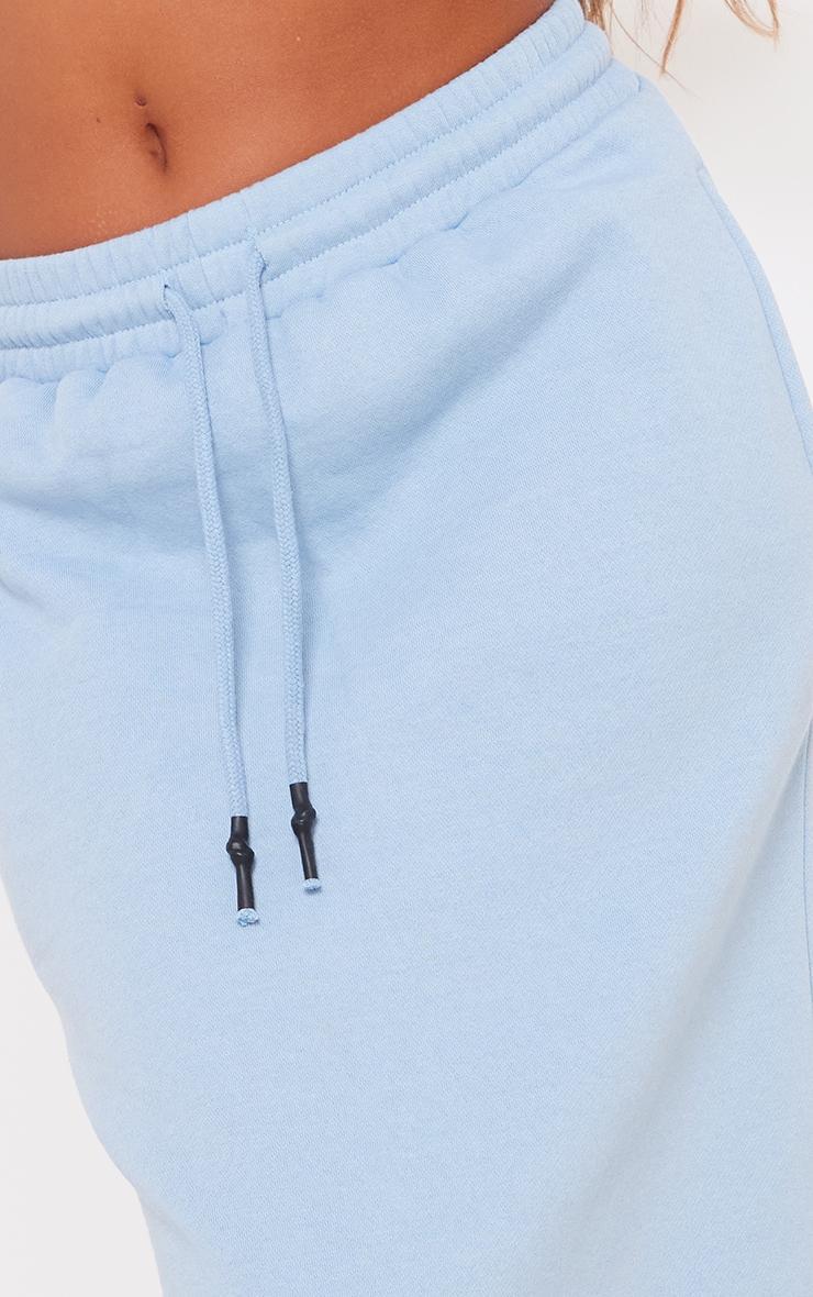 Dusty Blue Sweat Drawstring Midi Skirt Product Image