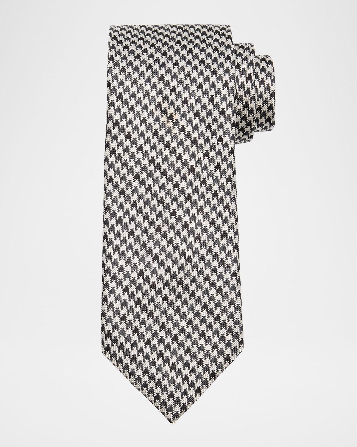 Mens Vertical Houndstooth Silk Tie Product Image