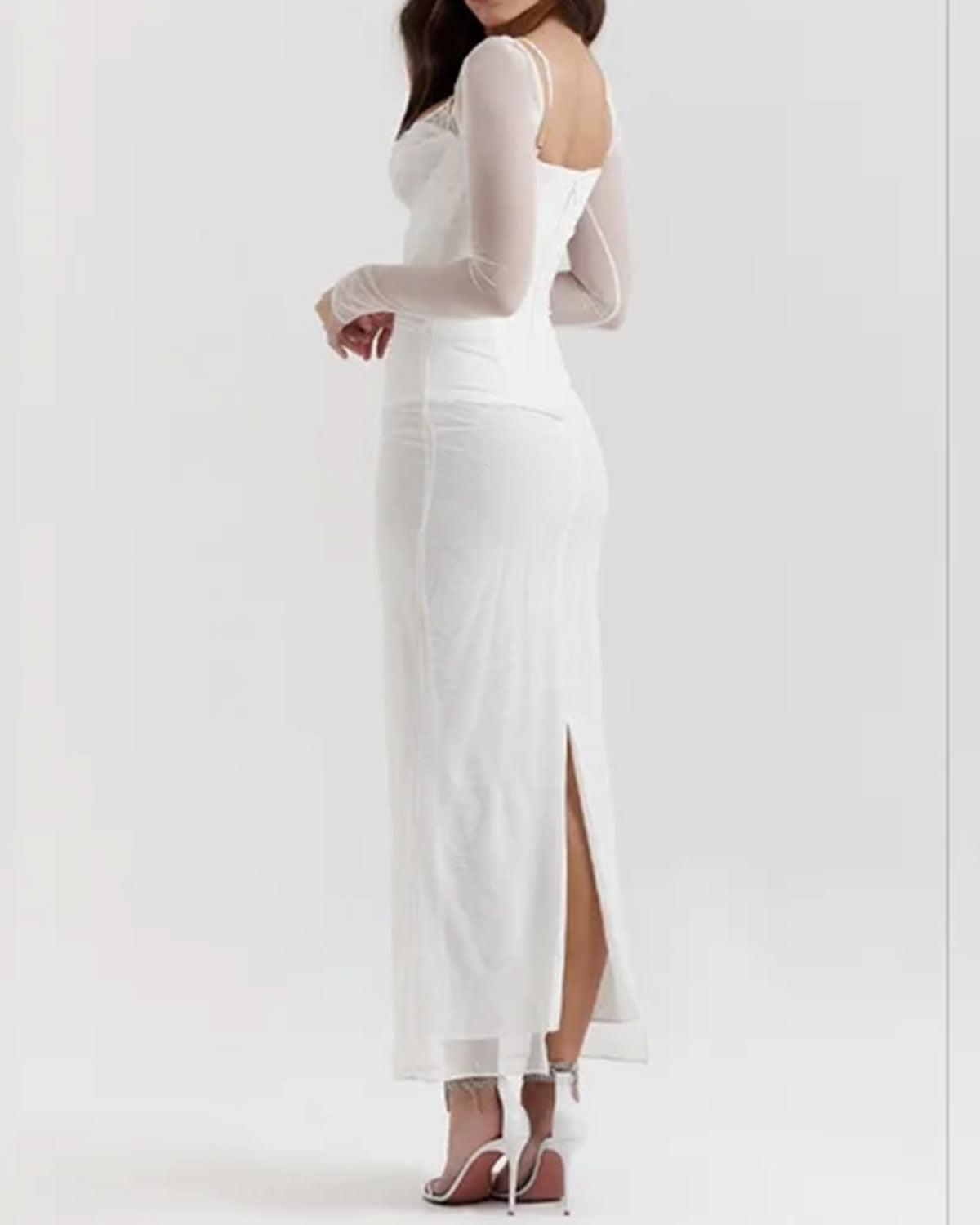 White See Through Bodycon Maxi Dress Product Image