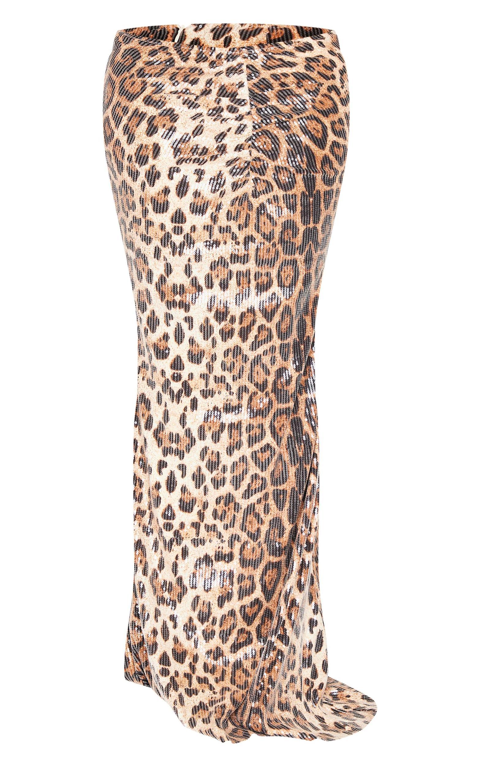 Shape Leopard Print Ruched Front Maxi Skirt Product Image