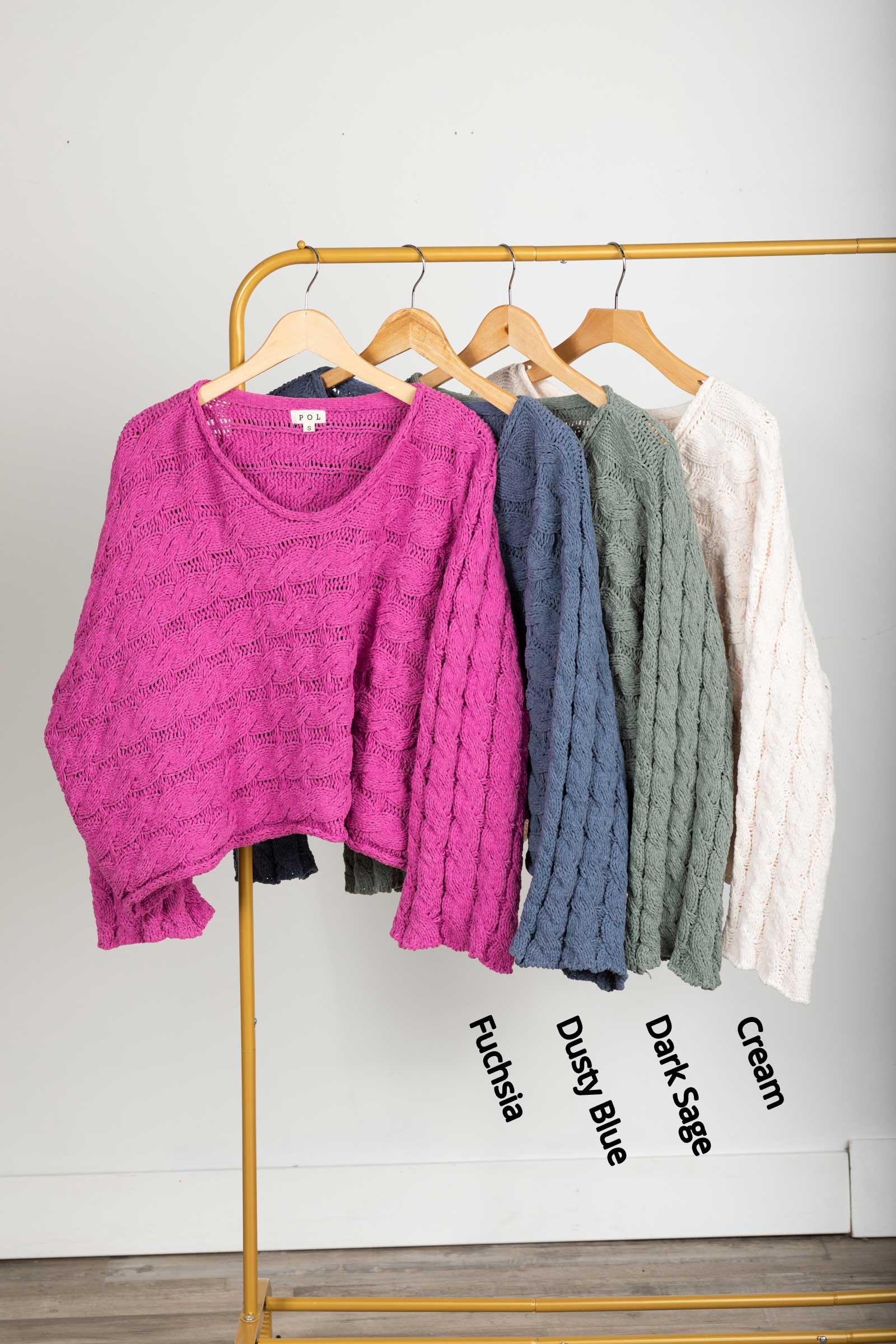 Bell Sleeve Cable Knit Sweater Product Image