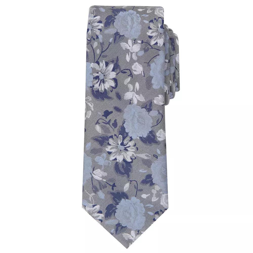 Men's Bespoke Floral Skinny Tie, Blue Hopkins Product Image