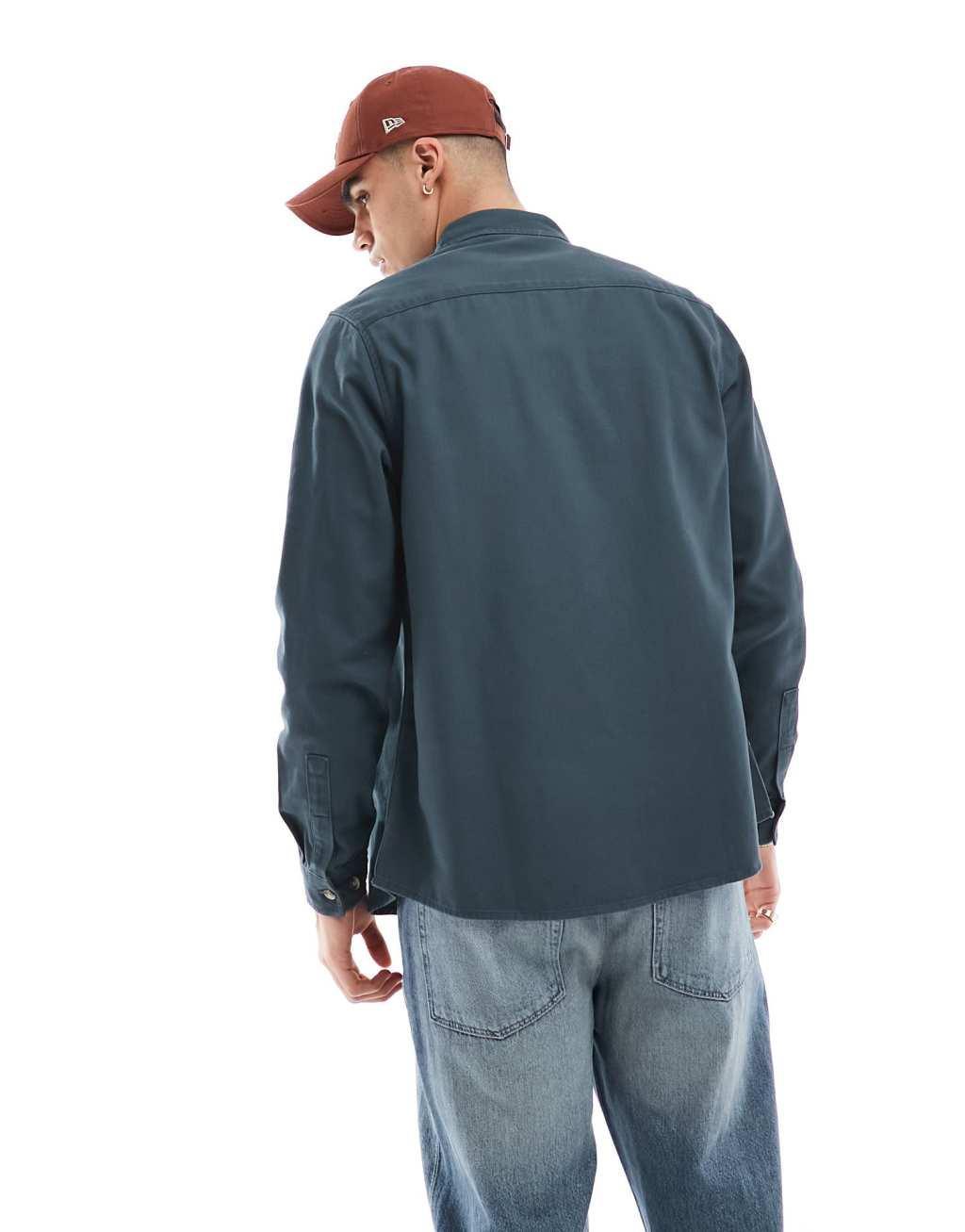 ASOS DESIGN cotton overshirt in navy  Product Image