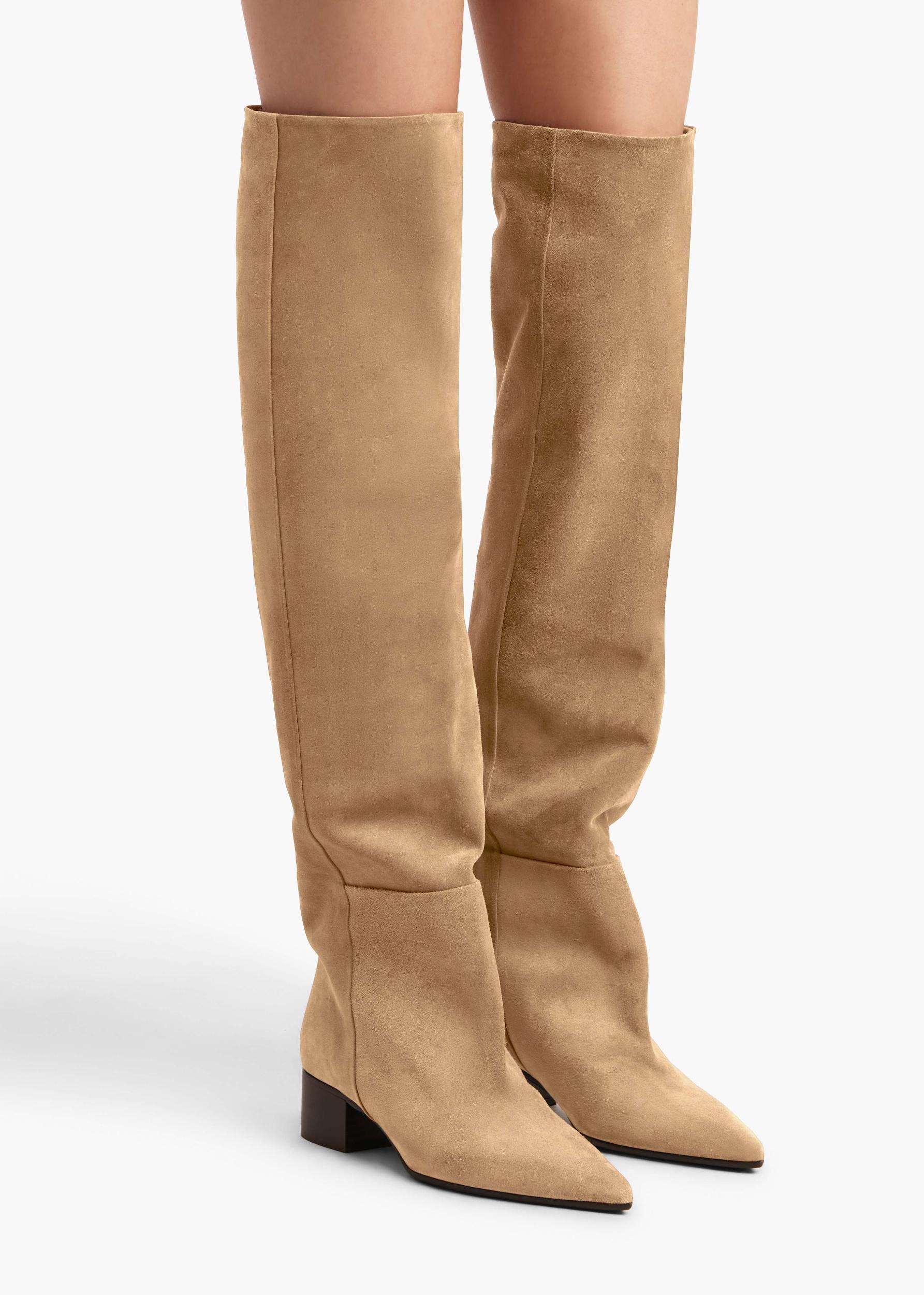 Andee Slouchy Knee-High Boot in Taupe Suede Product Image