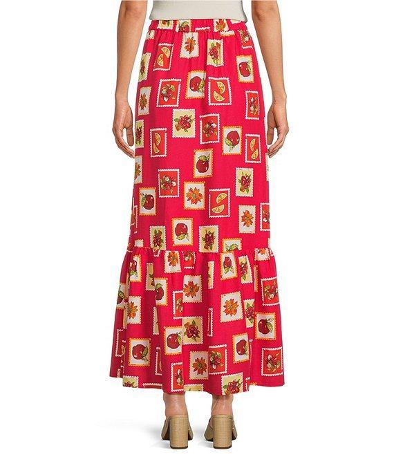Skies Are Blue Printed Linen Blend Tiered Coordinating Maxi Skirt Product Image