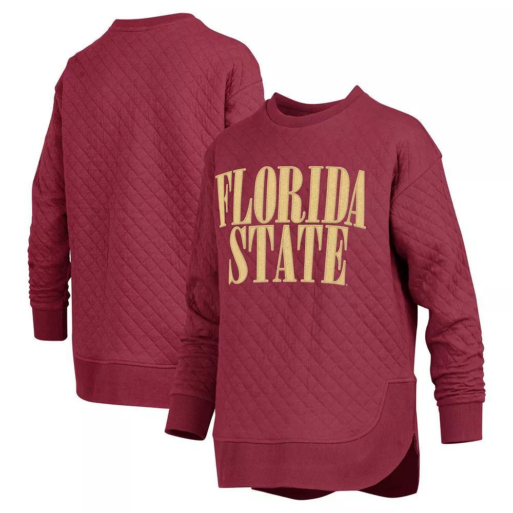Women's Pressbox Garnet Florida State Seminoles Quilted Long Sleeve Pullover Sweatshirt, Size: Large, Red Product Image
