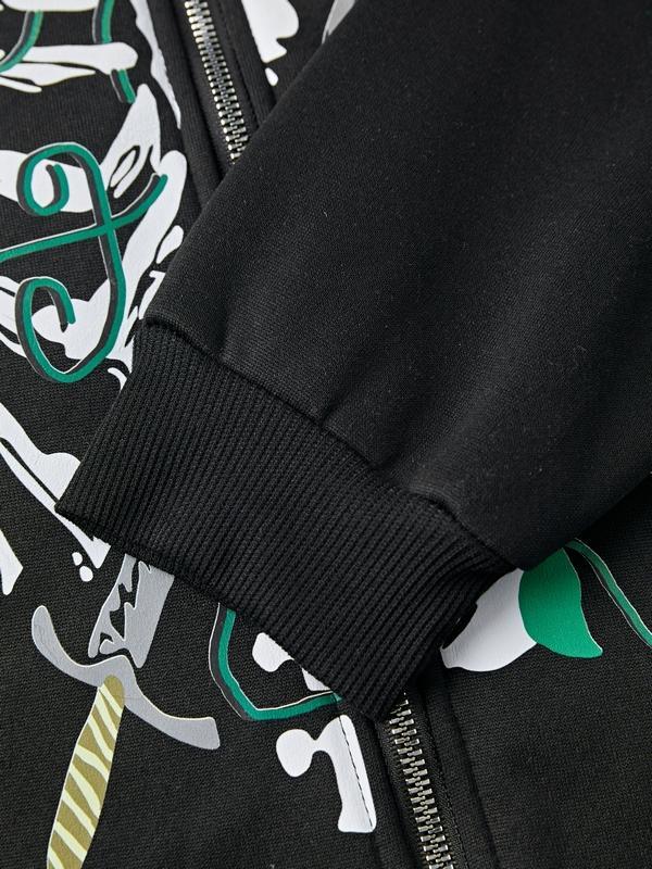 Men's Skull Skeleton Print Oversized Hoodie Product Image