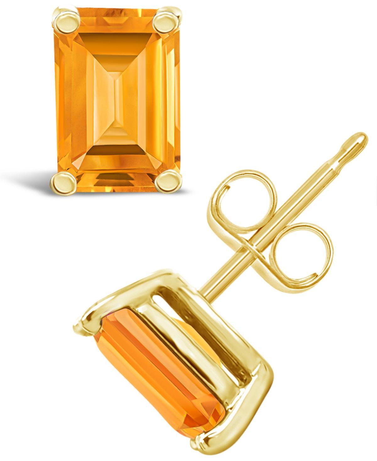 Celebration Gems 14k Gold Emerald Cut Citrine Stud Earrings, Women's Product Image