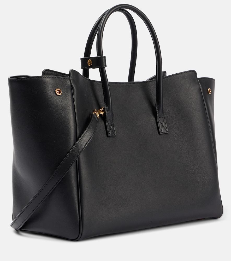 BALENCIAGA Women Black Leather Mini Carry All Hampton Shopping Bag Product Image