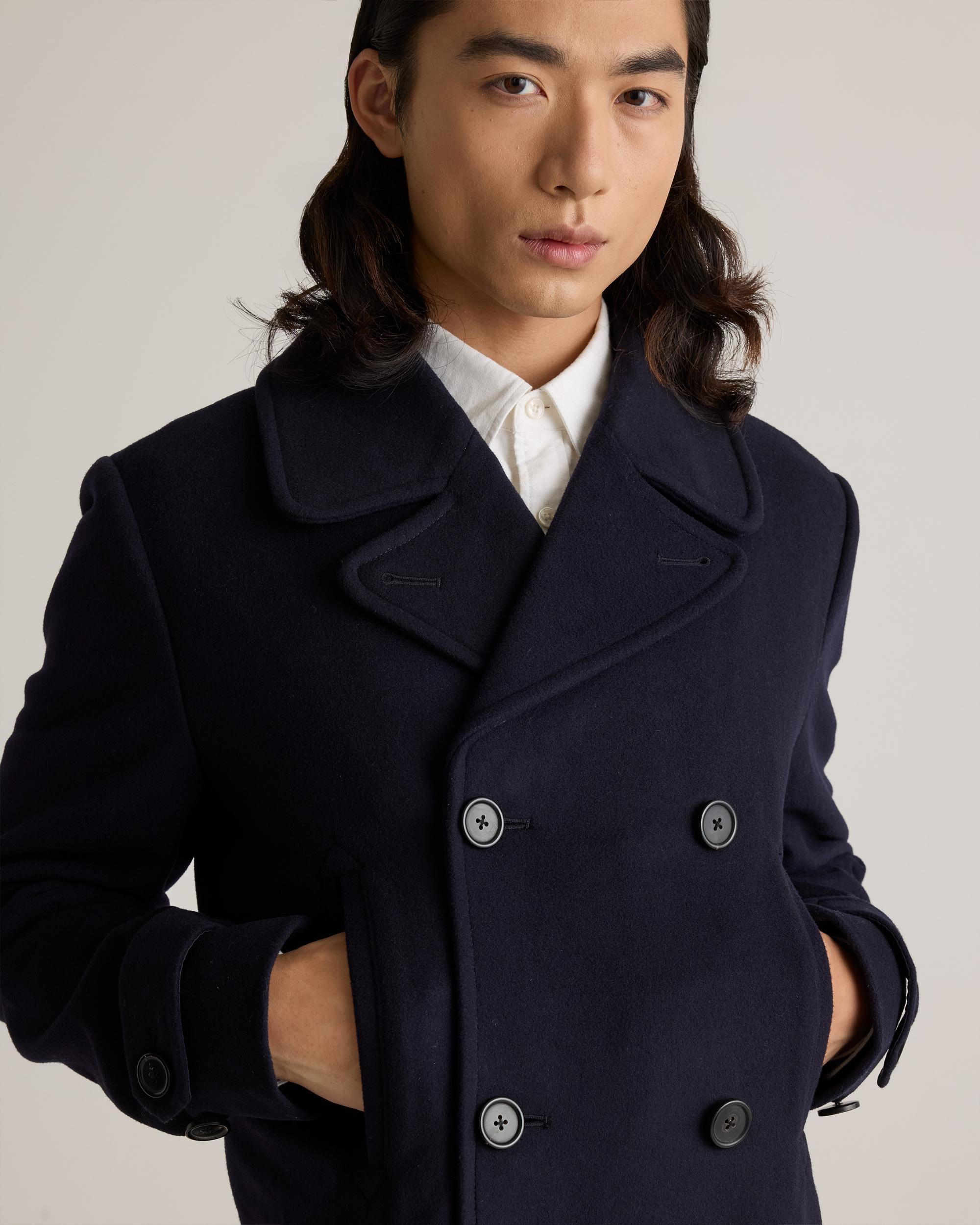 Quince | Men's Italian Wool Double-Breasted Officer Topcoat Size XL, Wool/Nylon Product Image
