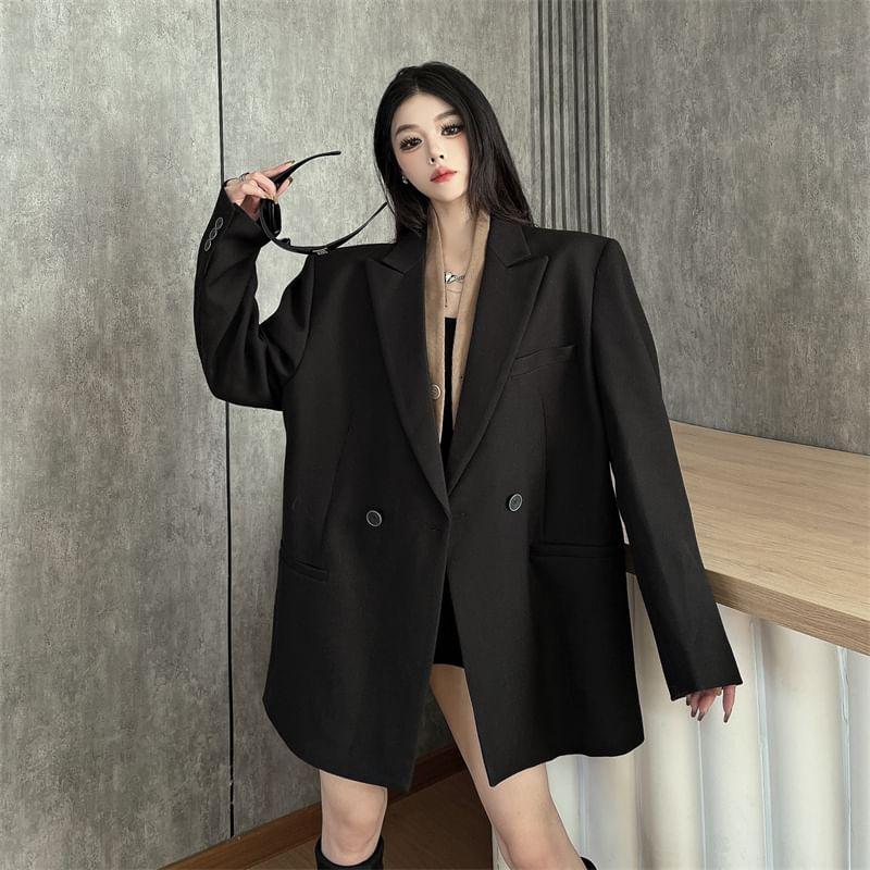 Two Tone Double Breasted Blazer Product Image