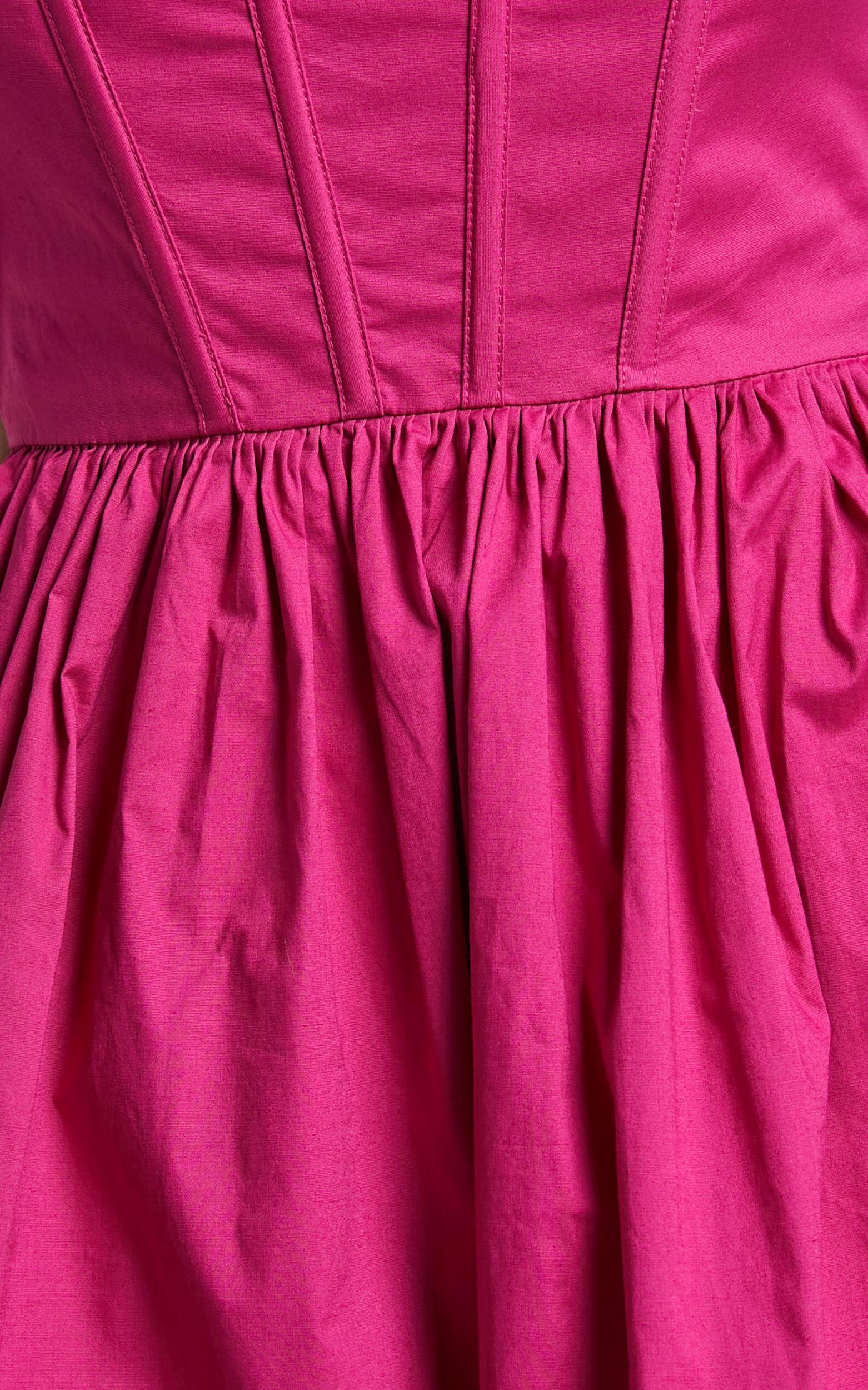Brianda Mini Dress - Corset Bodice Bubble Hem Dress in Berry Product Image