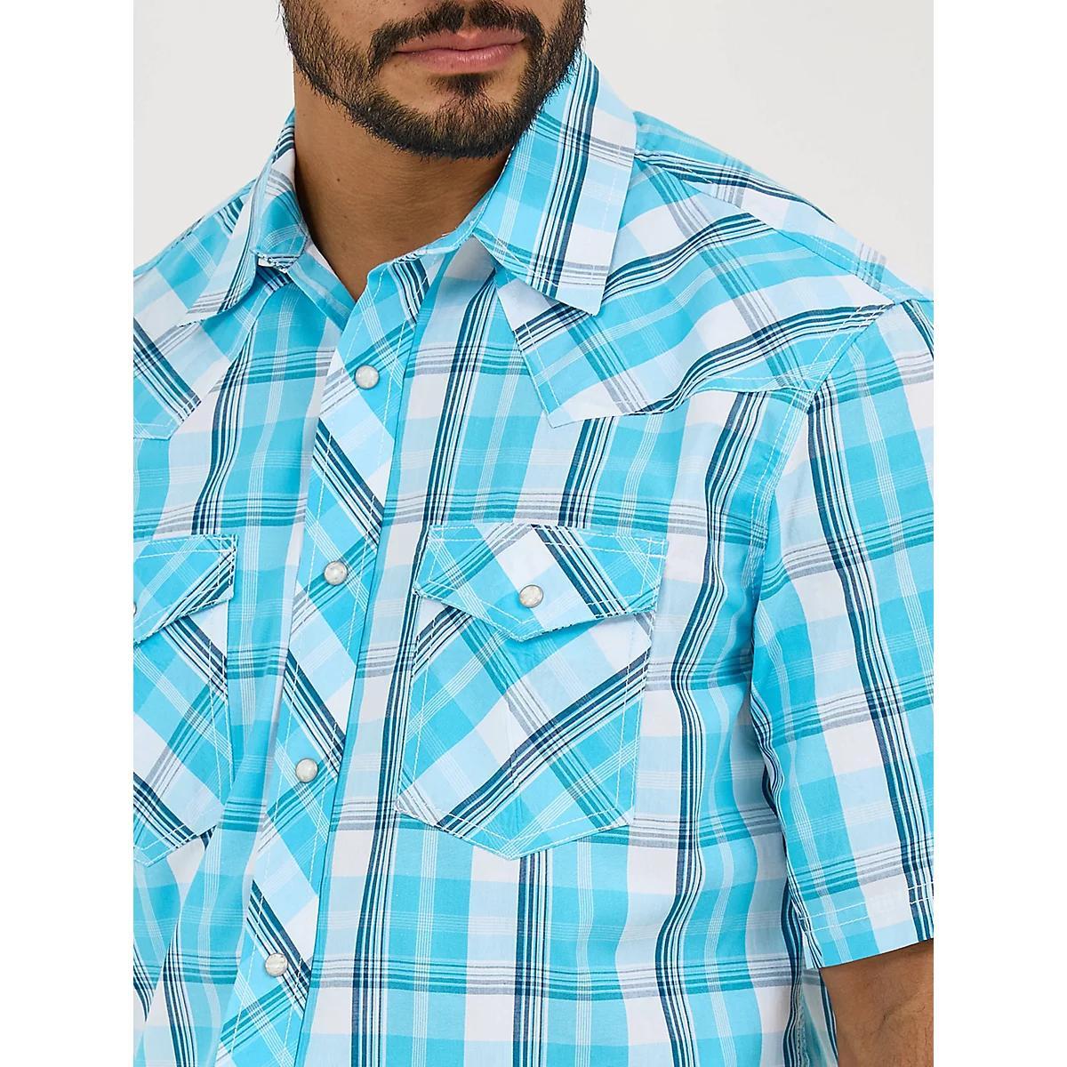 Men's 20X® Competition Advanced Comfort Short Sleeve Western Snap Shirt in Sky Plaid Product Image