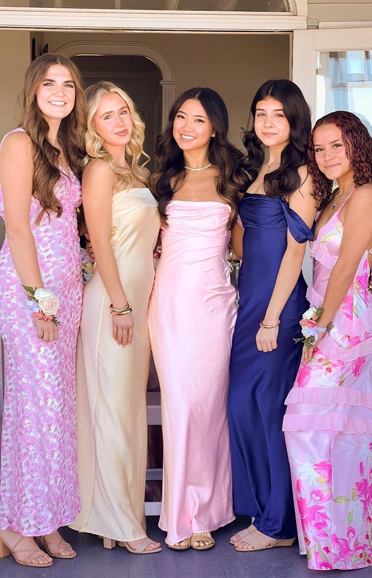Ella Light Pink Off Shoulder Formal Maxi Dress Product Image