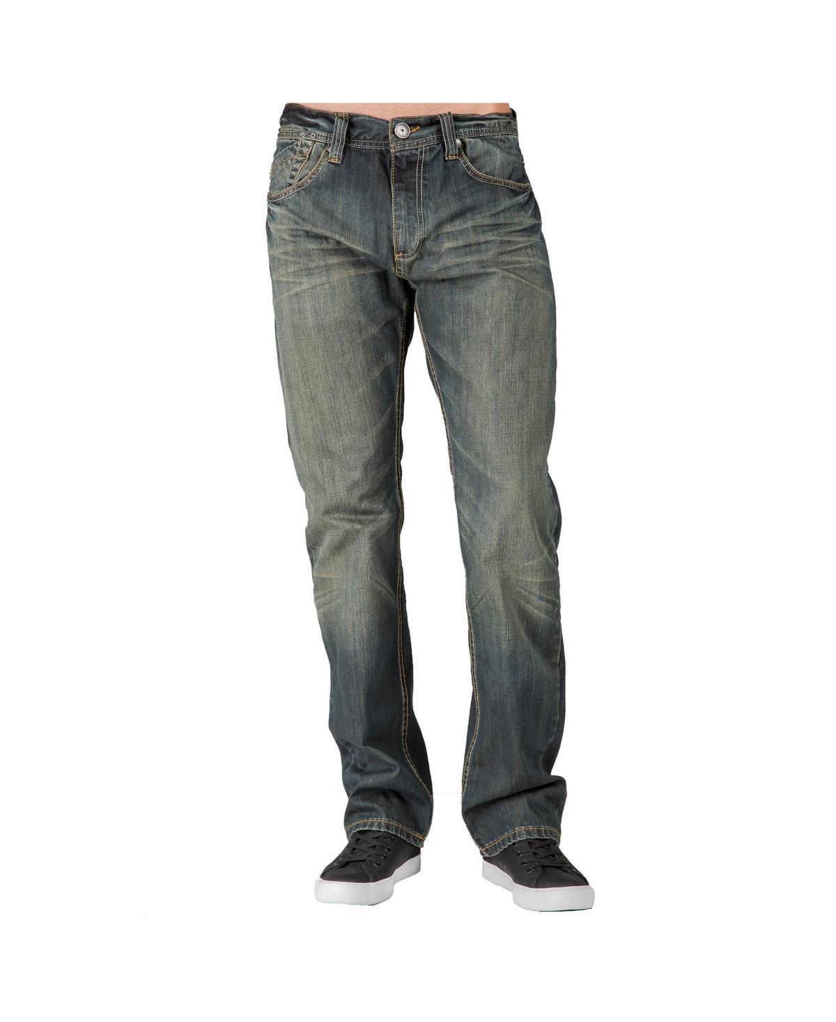 Mens Relaxed Straight Handcrafted Wash Premium Denim Signature Jeans Product Image