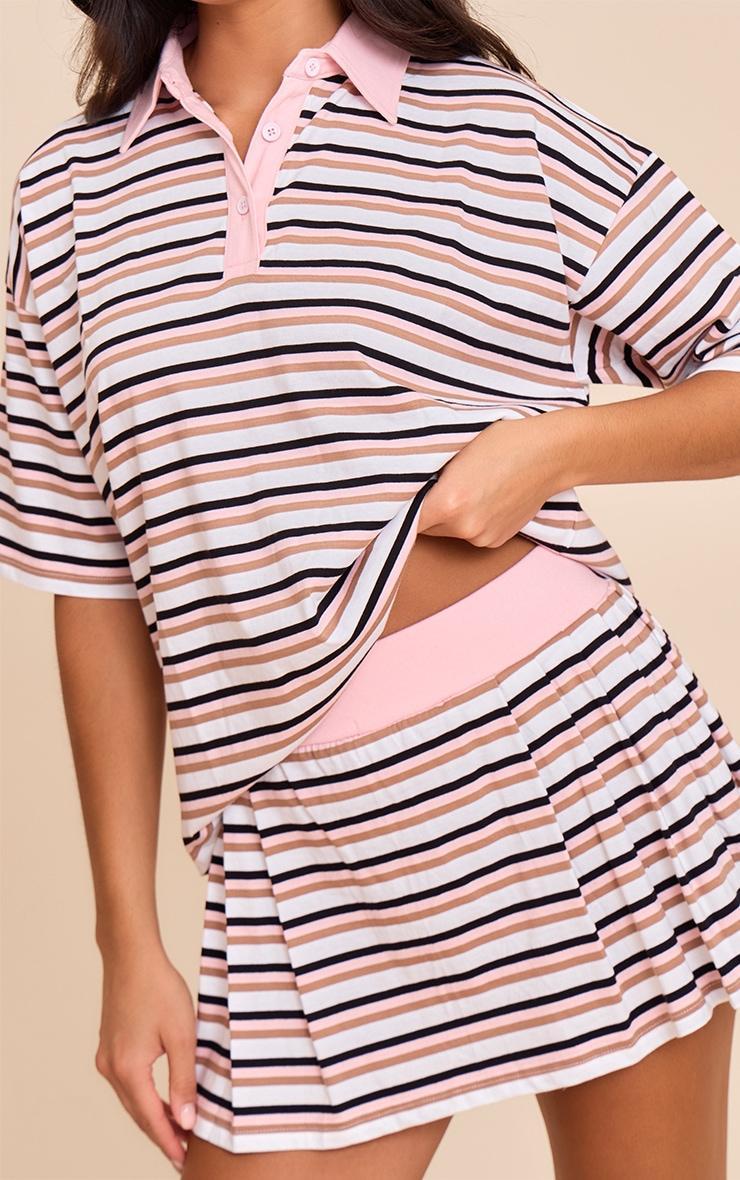 Pink Striped Pleated Mini Tennis Skort Product Image