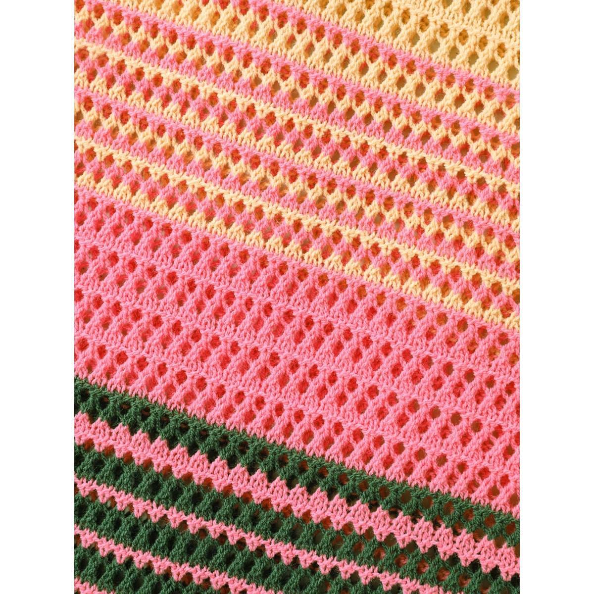 Plus Size Color Contrast Crochet Swim Cover-Up Women's Swimwear Multicolor Beach Loose Curve Swim Cover Ups BloomChic 30/6X Product Image
