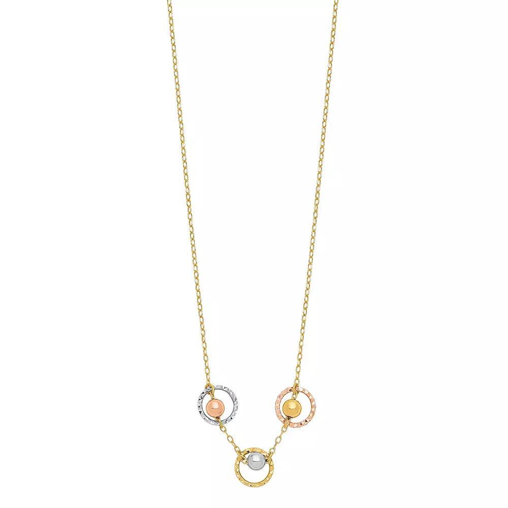 14k Gold Tri-Tone Polished 3 Circle Bead Necklace, Women's, Size: 18", 14k  Tone Product Image