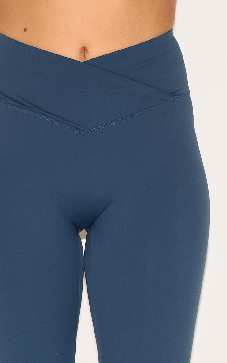 Midnight Blue Sculpt Wrap Waist Gym Leggings Product Image