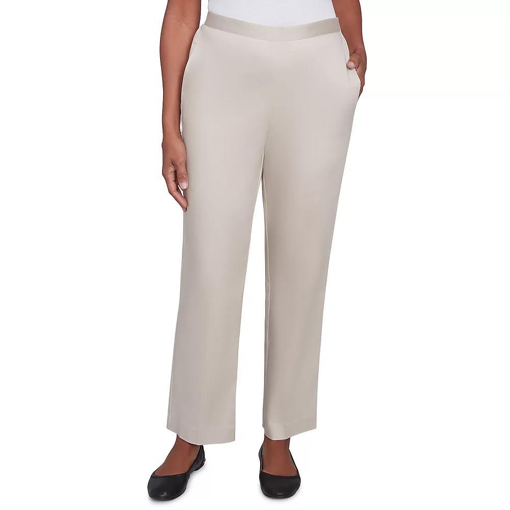 Women's Alfred Dunner Sateen Woven Medium Length Pull-On Pants, Size: 8, Brown Product Image