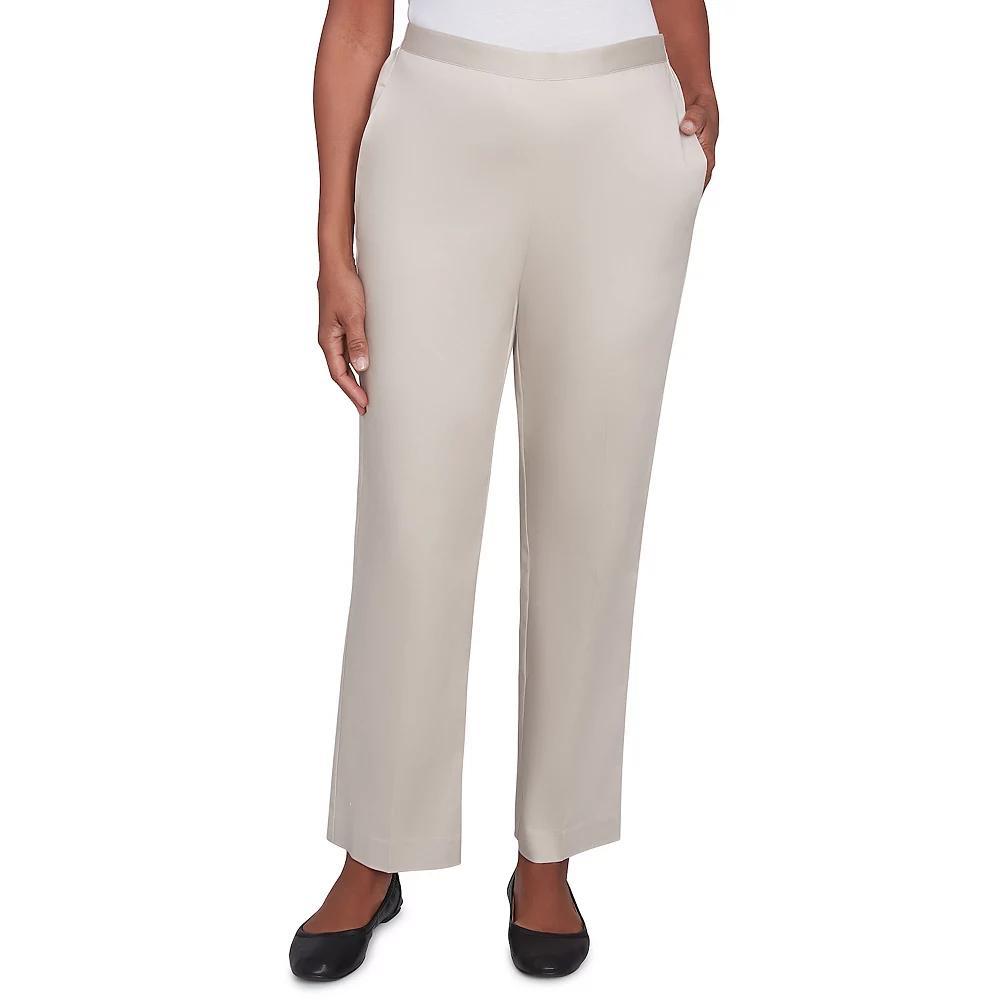 Women's Alfred Dunner Sateen Woven Medium Length Pull-On Pants, Size: 8, Brown Product Image