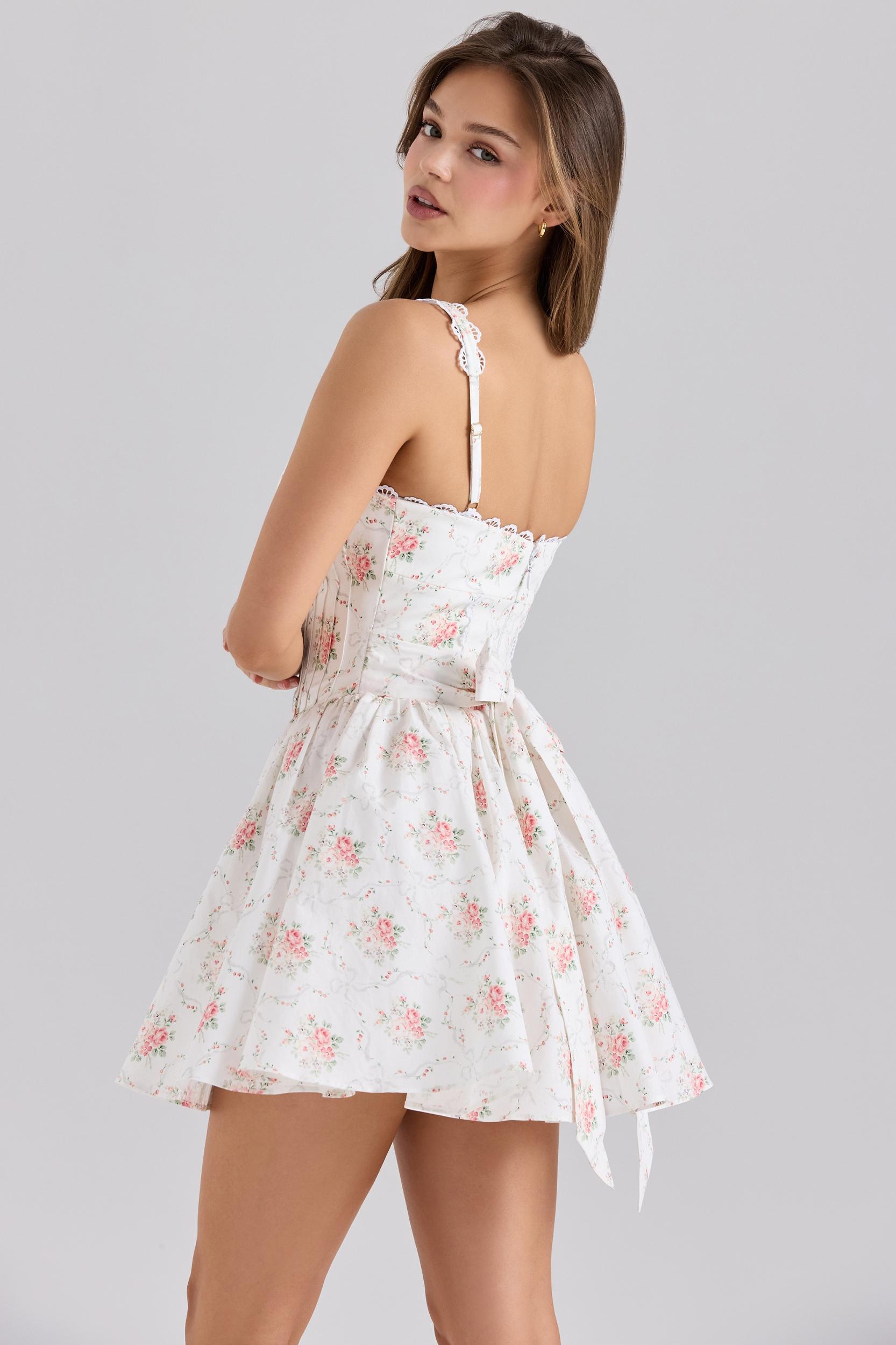 Sade  rose print stretch cotton mini dress Product Image