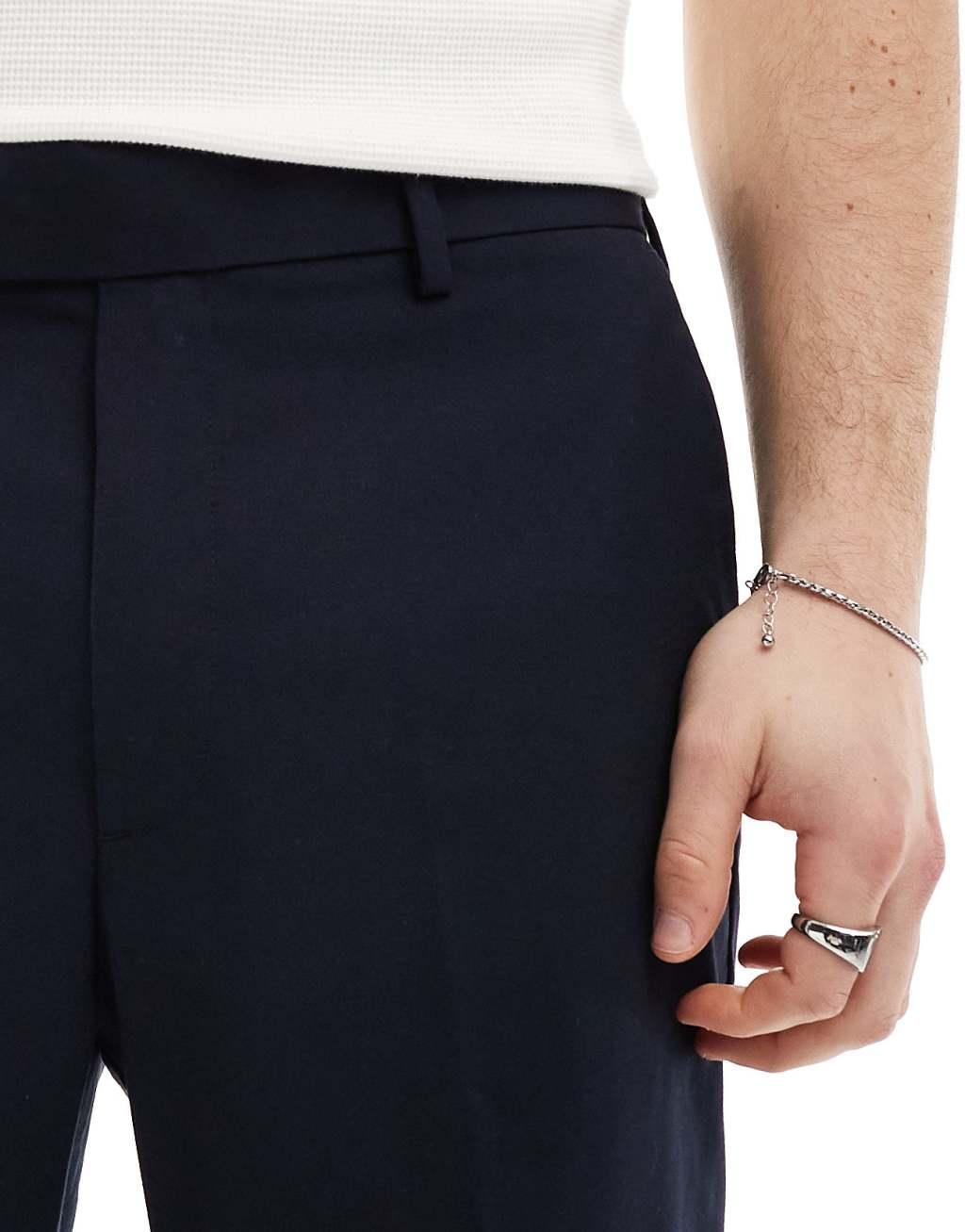 ASOS DESIGN smart straight leg shorts in navy Product Image