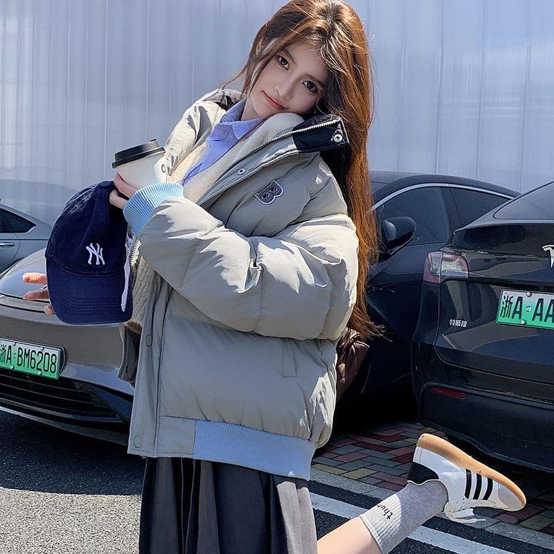 Mock Neck Zip-Up Padded Jacket Product Image