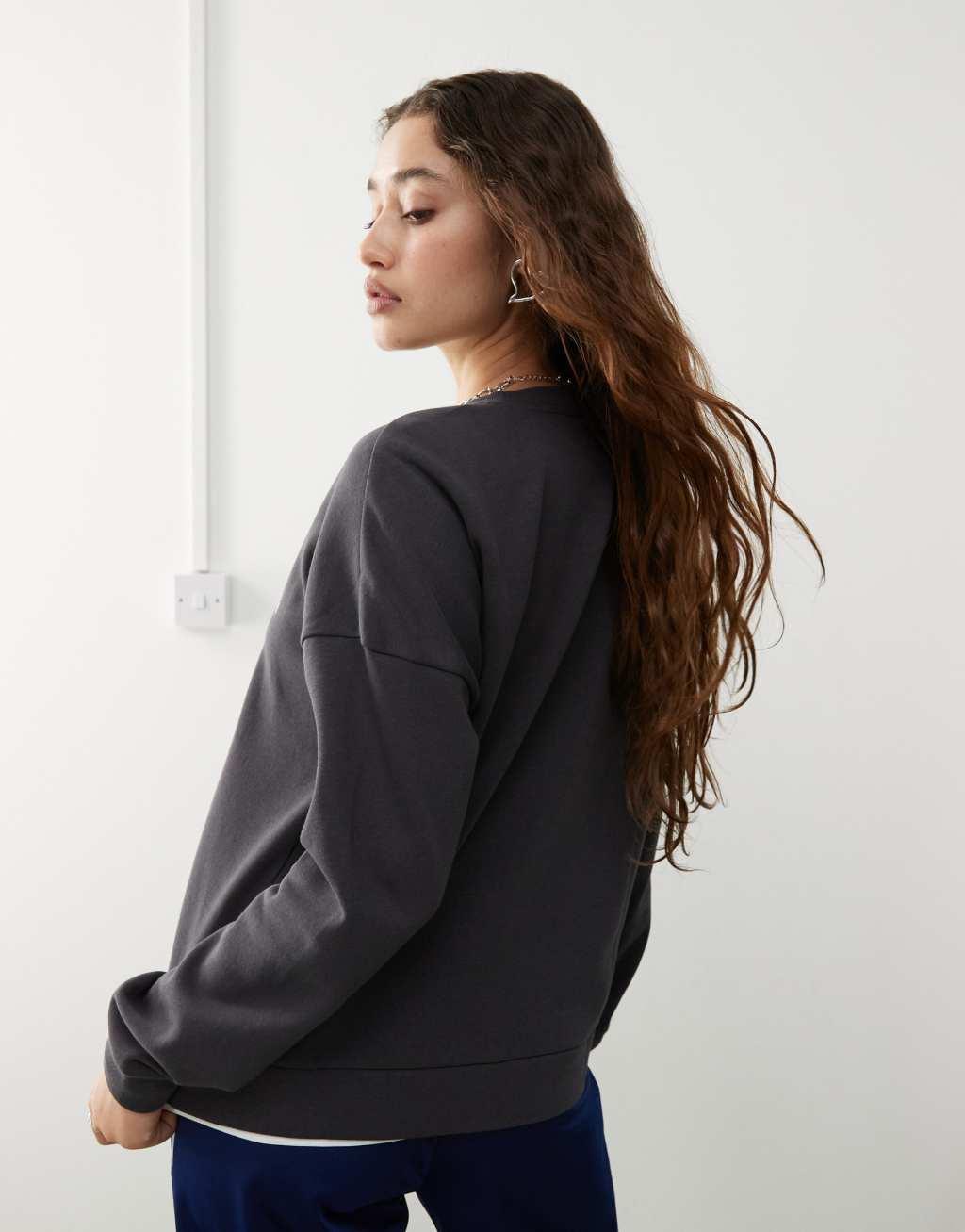Noisy May collegiate sweat in charcoal Product Image