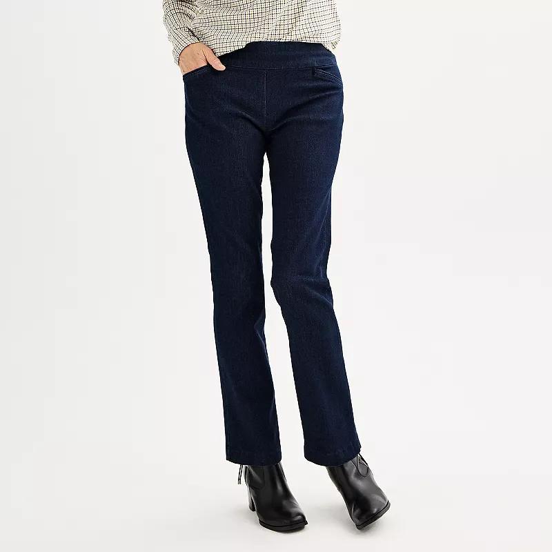 Women's Croft & Barrow® Effortless Stretch Pull-On Bootcut Pants, Size: 10, Rinse Blue Product Image