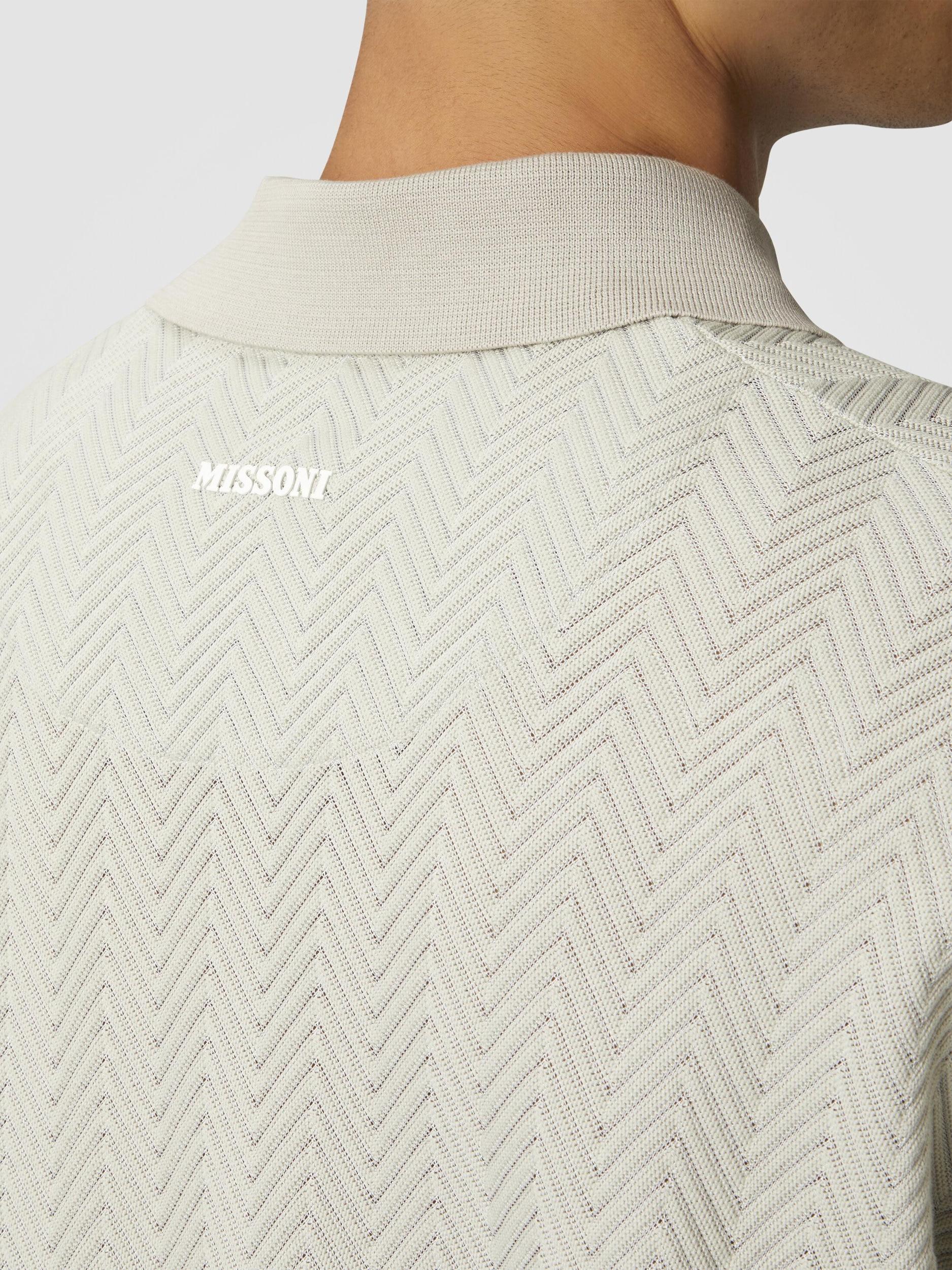 Cotton and viscose polo shirt with tone-on-tone zigzag Product Image