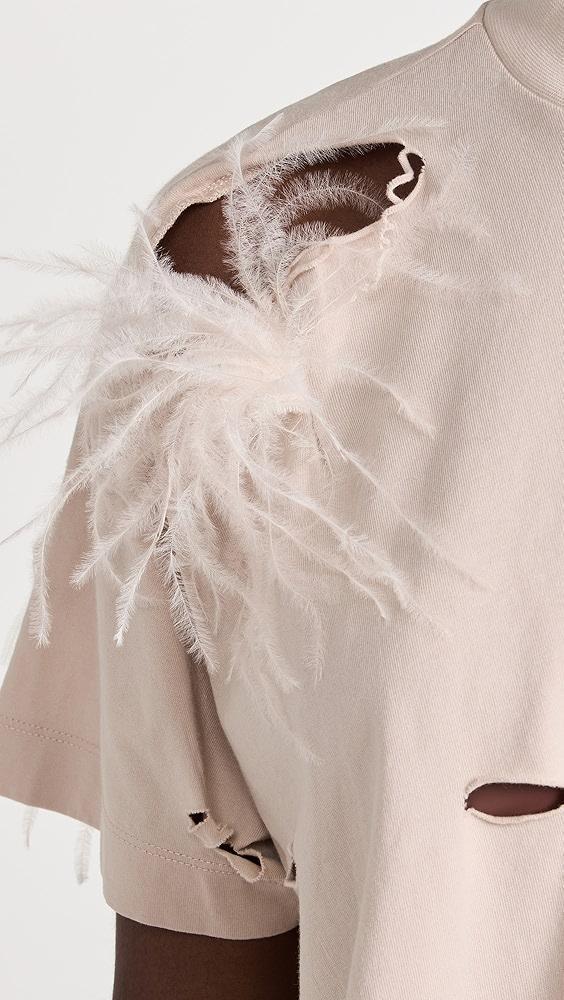Marques Almeida Distressed T-Shirt with Feathers | Shopbop Product Image