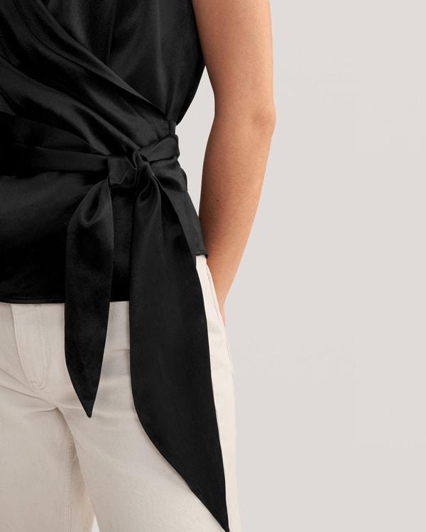 Women Elegant Silk Wrap Blouse Product Image