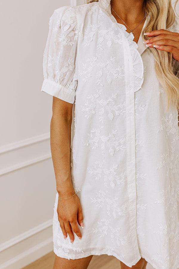 Sunday Brunch Embroidered Mini Dress in White Product Image