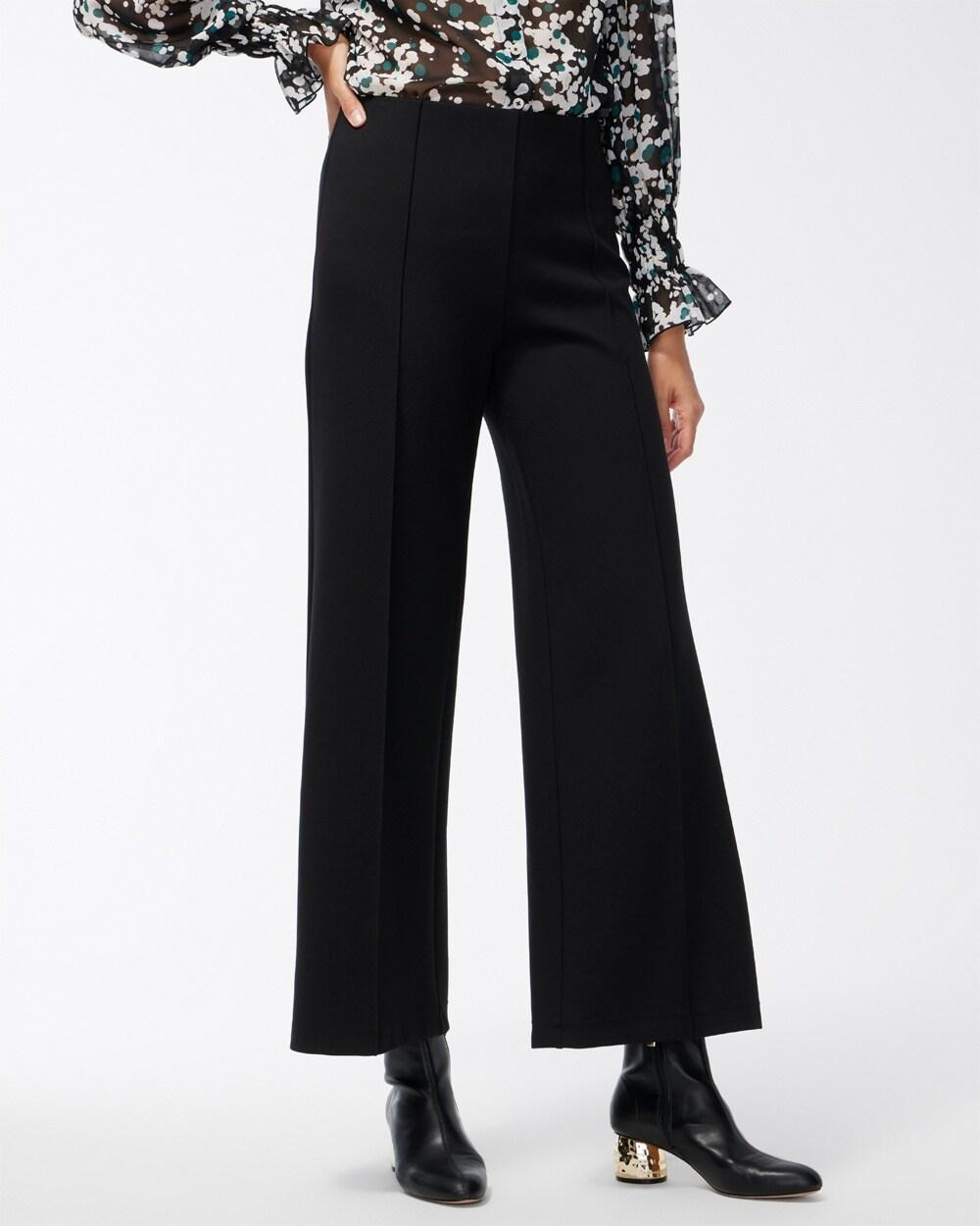 Ponte Pintuck Wide Leg Ankle Pants Product Image