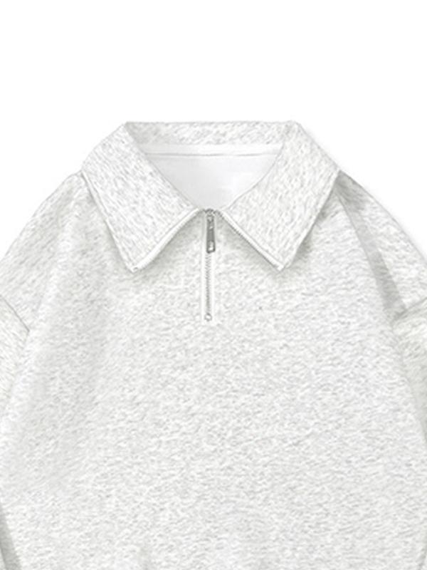 Men's Solid Half Zip Lapel Neck Sweatshirt Product Image
