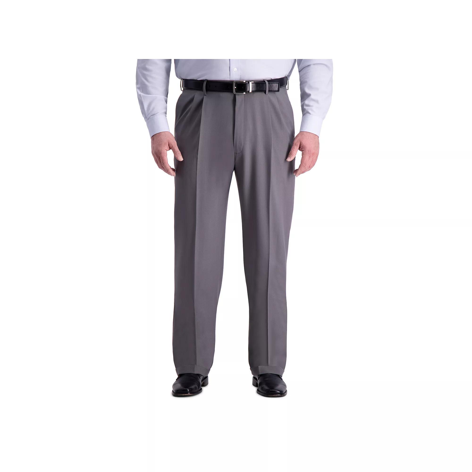 Big & Tall Haggar Premium Comfort Classic-Fit Pleated Hidden Expandable Waistband Dress Pants, Mens Dark Brown Product Image