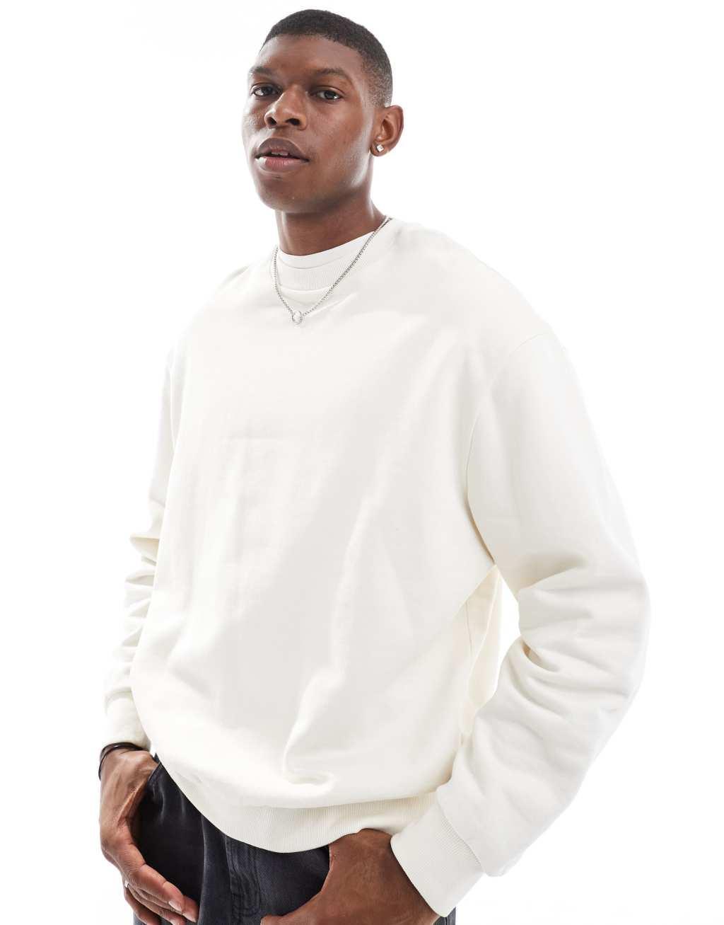 ASOS DESIGN oversized hoodie with scenic back print in off white Product Image