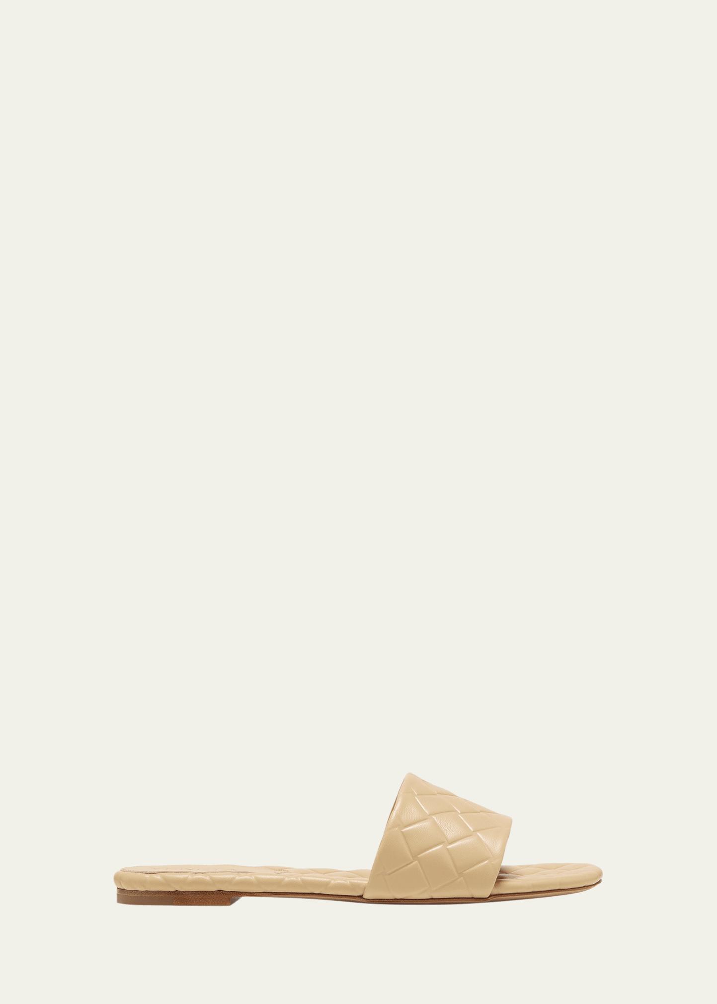 Quilted Leather Flat Slide Sandals Product Image