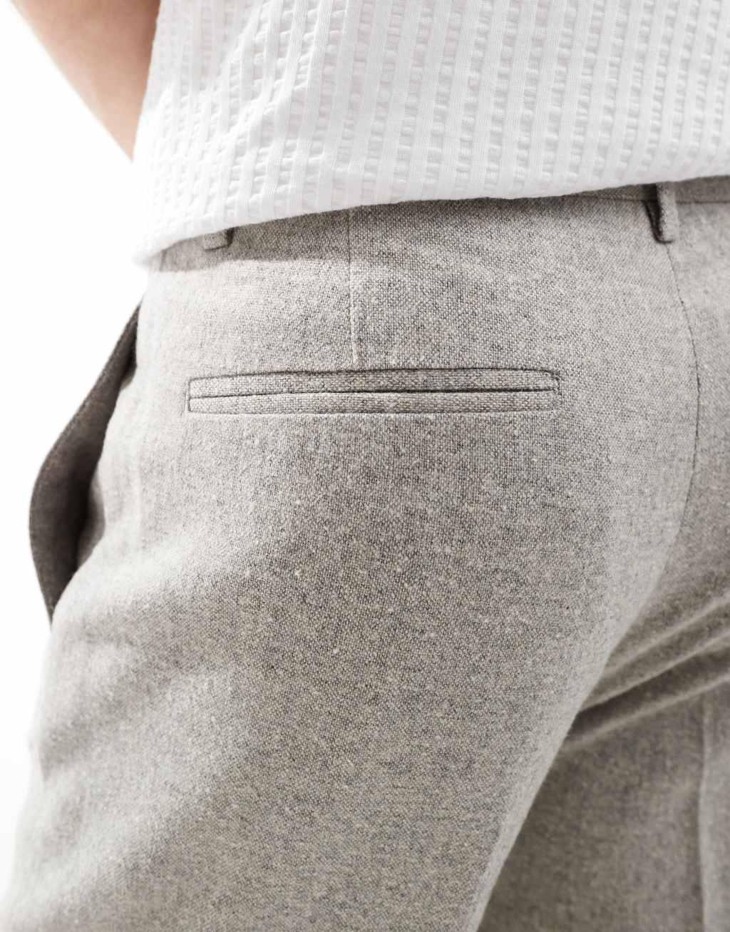 ASOS DESIGN smart tapered fit wool mix pants in gray Product Image