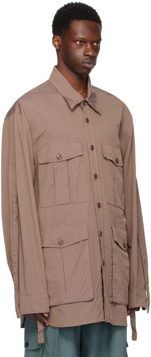 DRIES VAN NOTEN Brown Multi-pocket Shirt In 306 Smoke Product Image