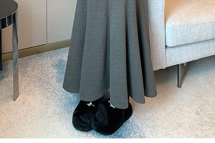 High Waist Plain Maxi Fishtail Skirt Product Image