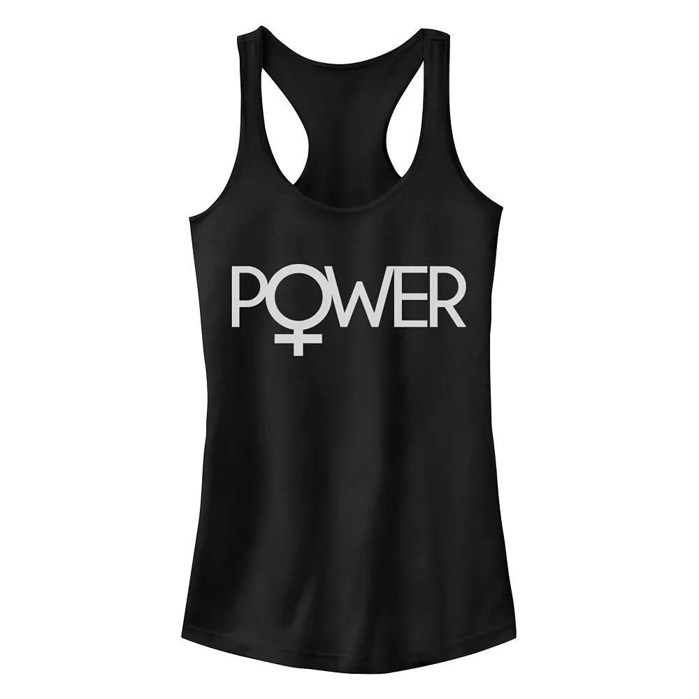 Juniors' Chin-Up Girl Power Ideal Racerback Tank Top, Girl's, Size: Small, Black Product Image