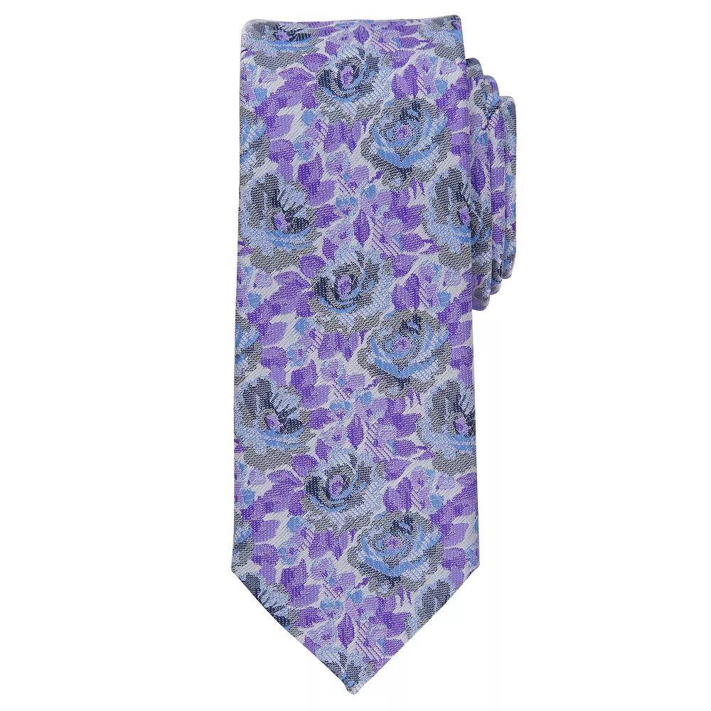 Men's Bespoke Floral Skinny Tie, Blue Barrett Product Image