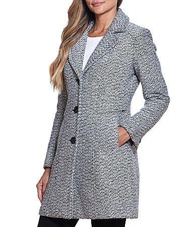 Women's Gallery Wool-Blend Walker Coat, Size: Medium, Black White Product Image