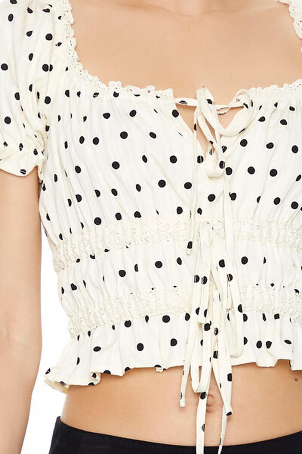 Polka Dot Tie-Front Crop Top | Forever 21 Product Image