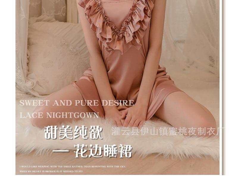 Sleeveless Plain Open Back Ruffle Babydoll Product Image