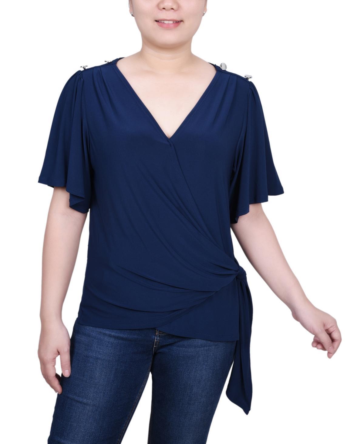 Ny Collection Womens Short Sleeve Wrap Top Product Image