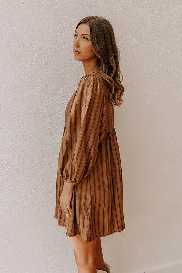 Vermont Stroll Stripe Mini Dress in Mocha Product Image